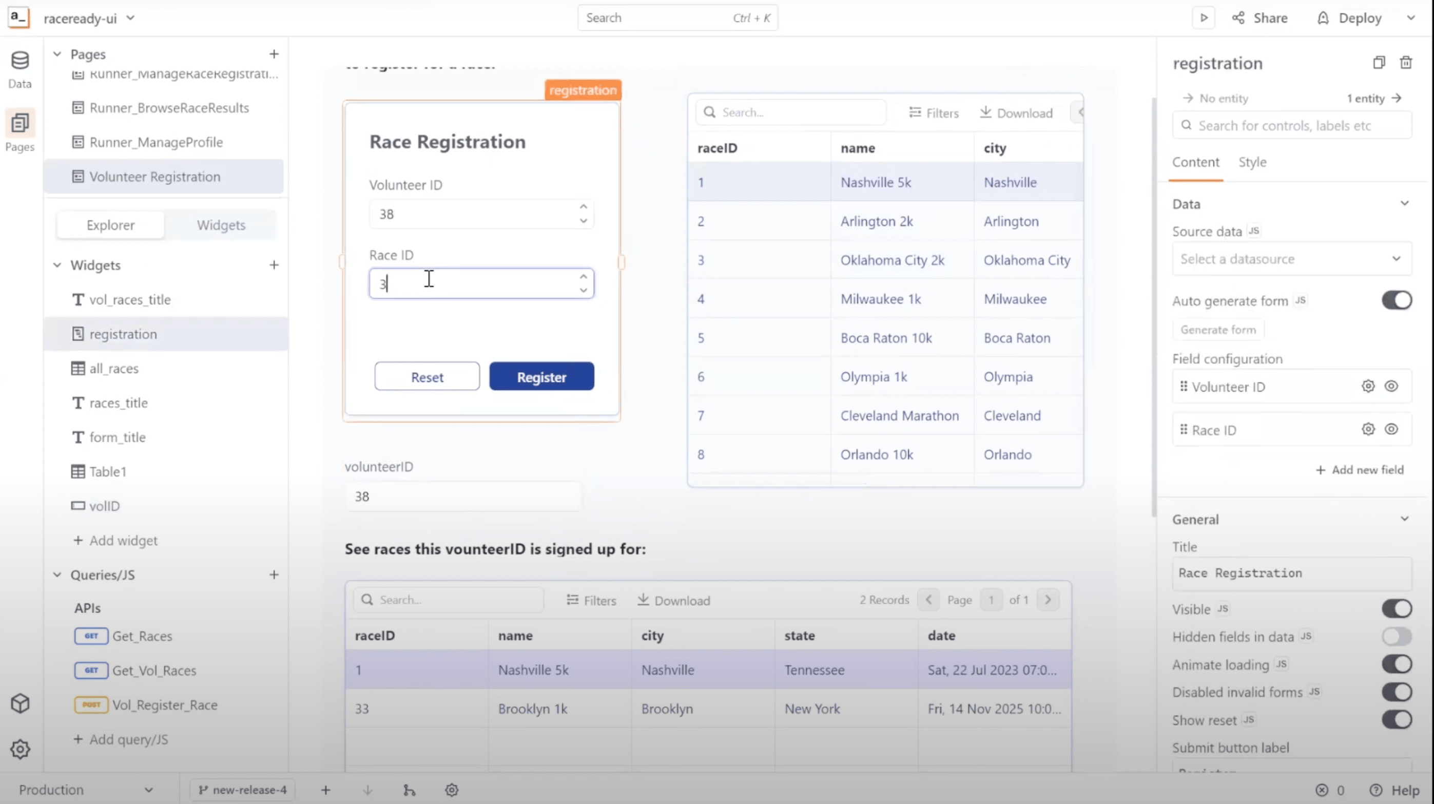 Project I worked on: Race Ready